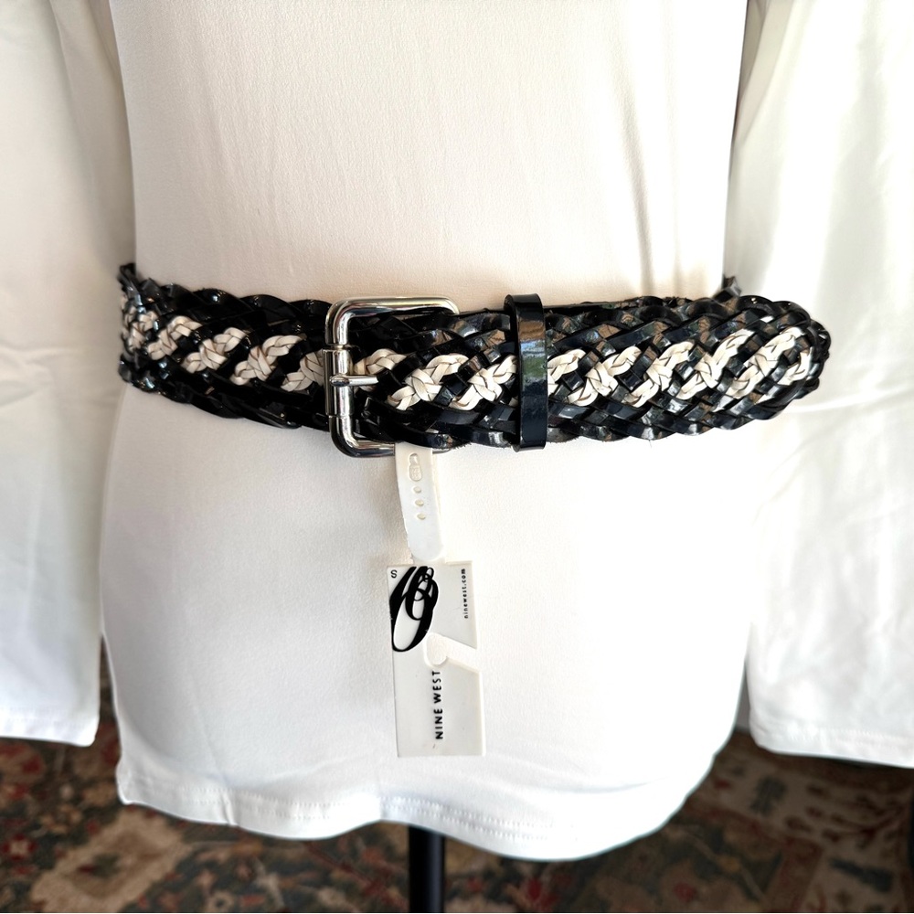 Nine West Black and White Braided Belt